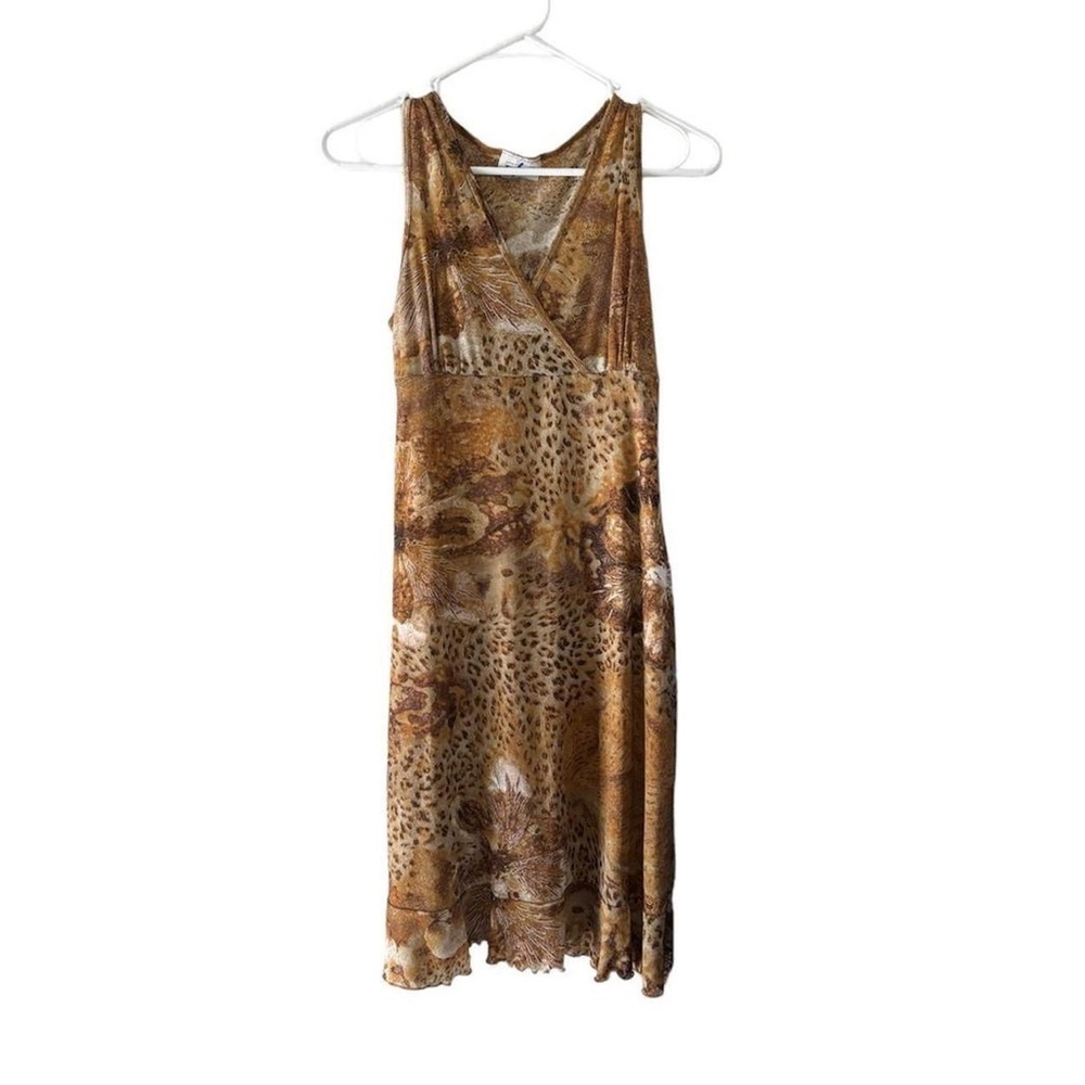 vintage brand beware cheetah print midi dress